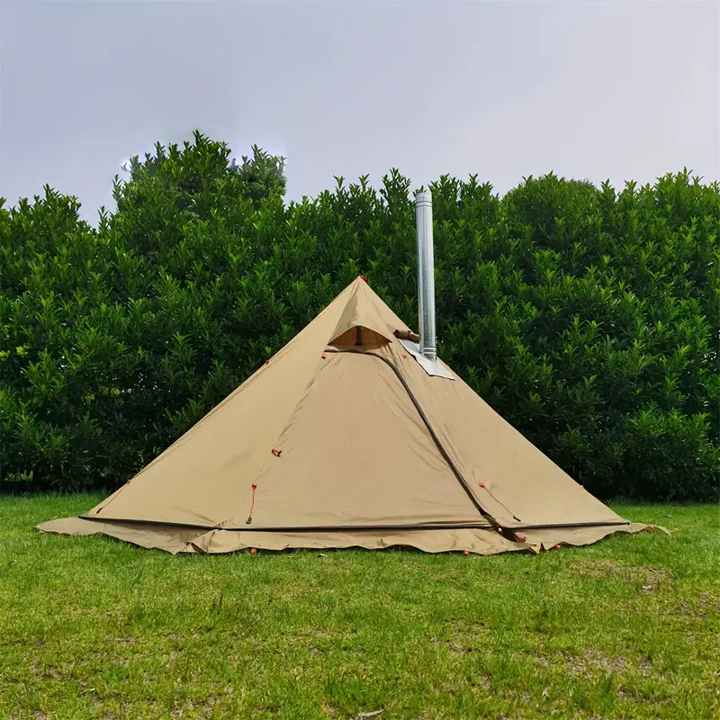 Ultra-Light 3.2m Diameter Four-Season Camping Pyramid Tent with Smoke Window