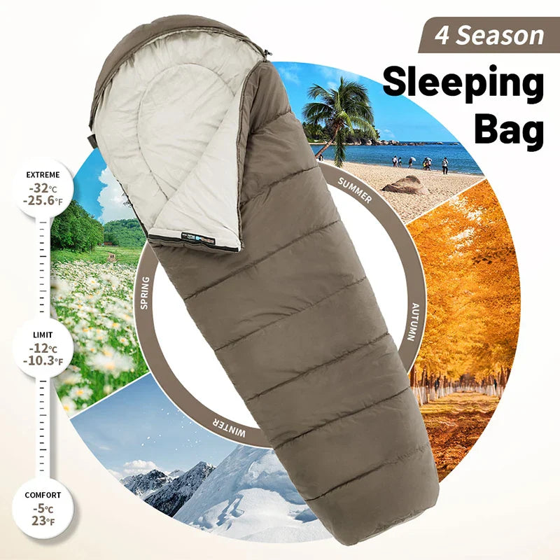 Mummy Sleeping Bag Lightweight Polyester Fill Brown