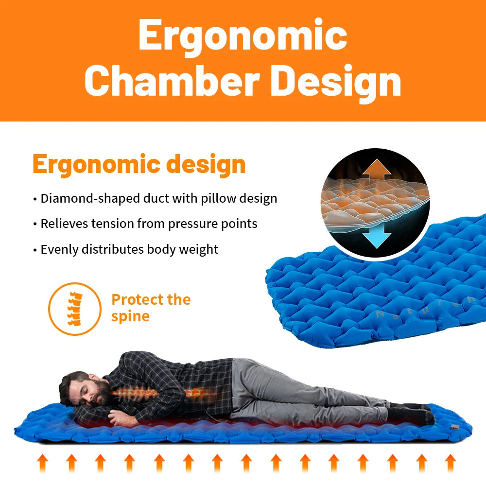 NNEOBA Inflatable Camping Mattress with Air Bag Blue