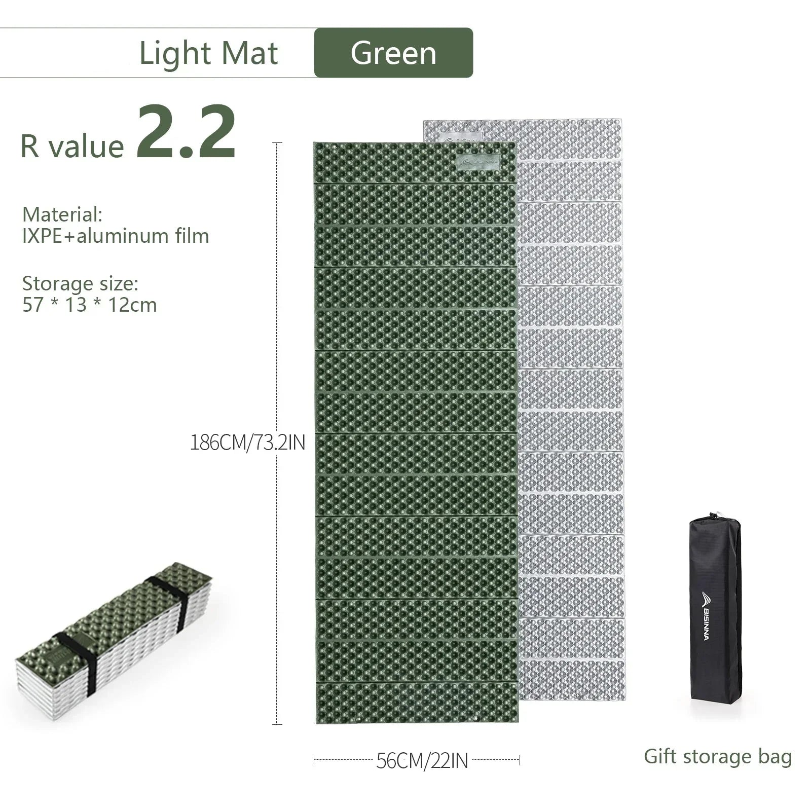Ultralight Folding Camping Mat Moistureproof Pad Green