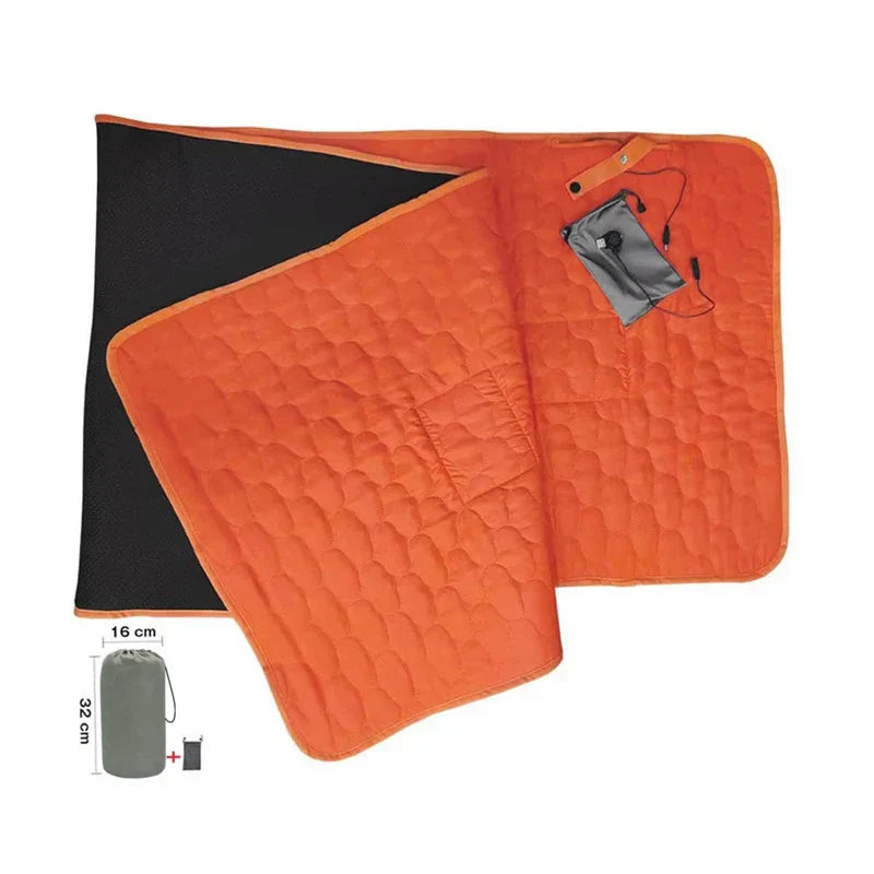USB Heated Sleeping Mat Camping Mattress Orange