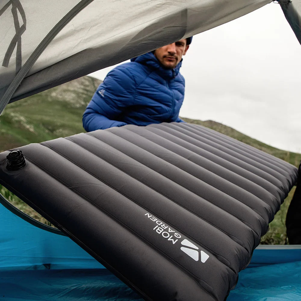 NNEOBA Inflatable Air Mat with Pump Single Sleeping Pad Gray