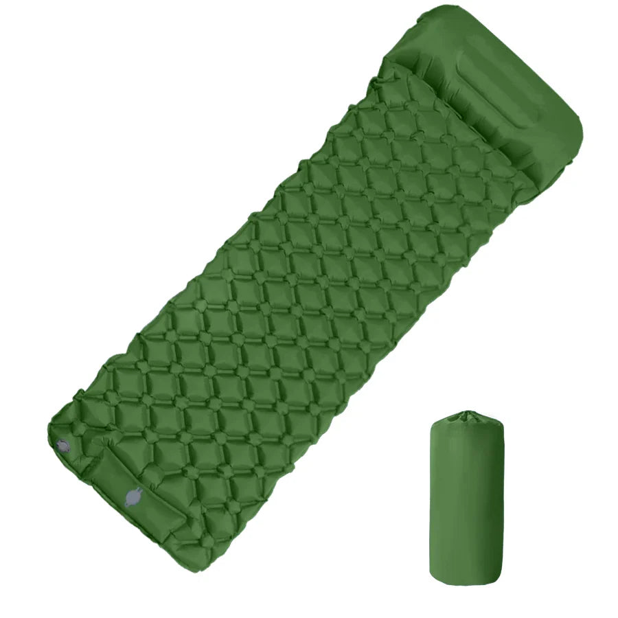NNEOBA Inflatable Camping Mattress with Pillow  Built-In Pump Air Green