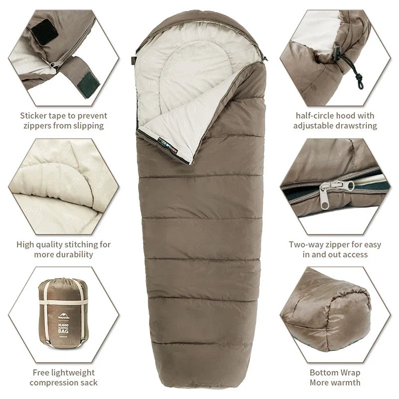Mummy Sleeping Bag Lightweight Polyester Fill Brown