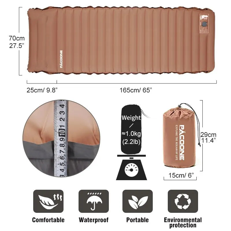 NNEOBA 10cm Self-Inflating Air Mattress Splicable Pad Brown