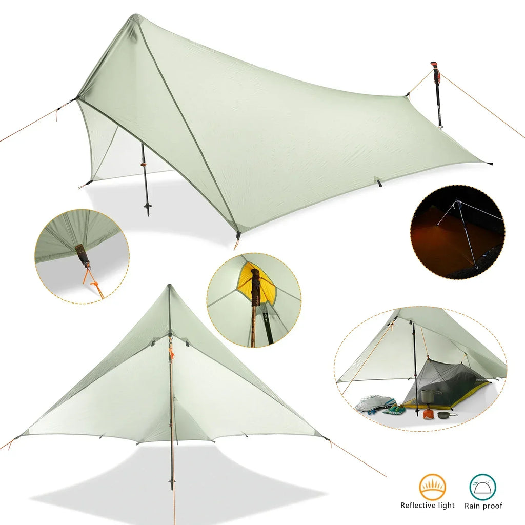 Ultralight Waterproof Flysheet Tent Shelter (Green)