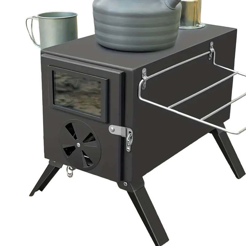 Portable Wood Burning Tent Stove - Black